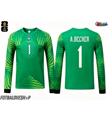 Brazílie Alisson Becker #1 Brankářské Dětské Venkovní Dres MS 2026 Dlouhý Rukáv (+ trenýrky)